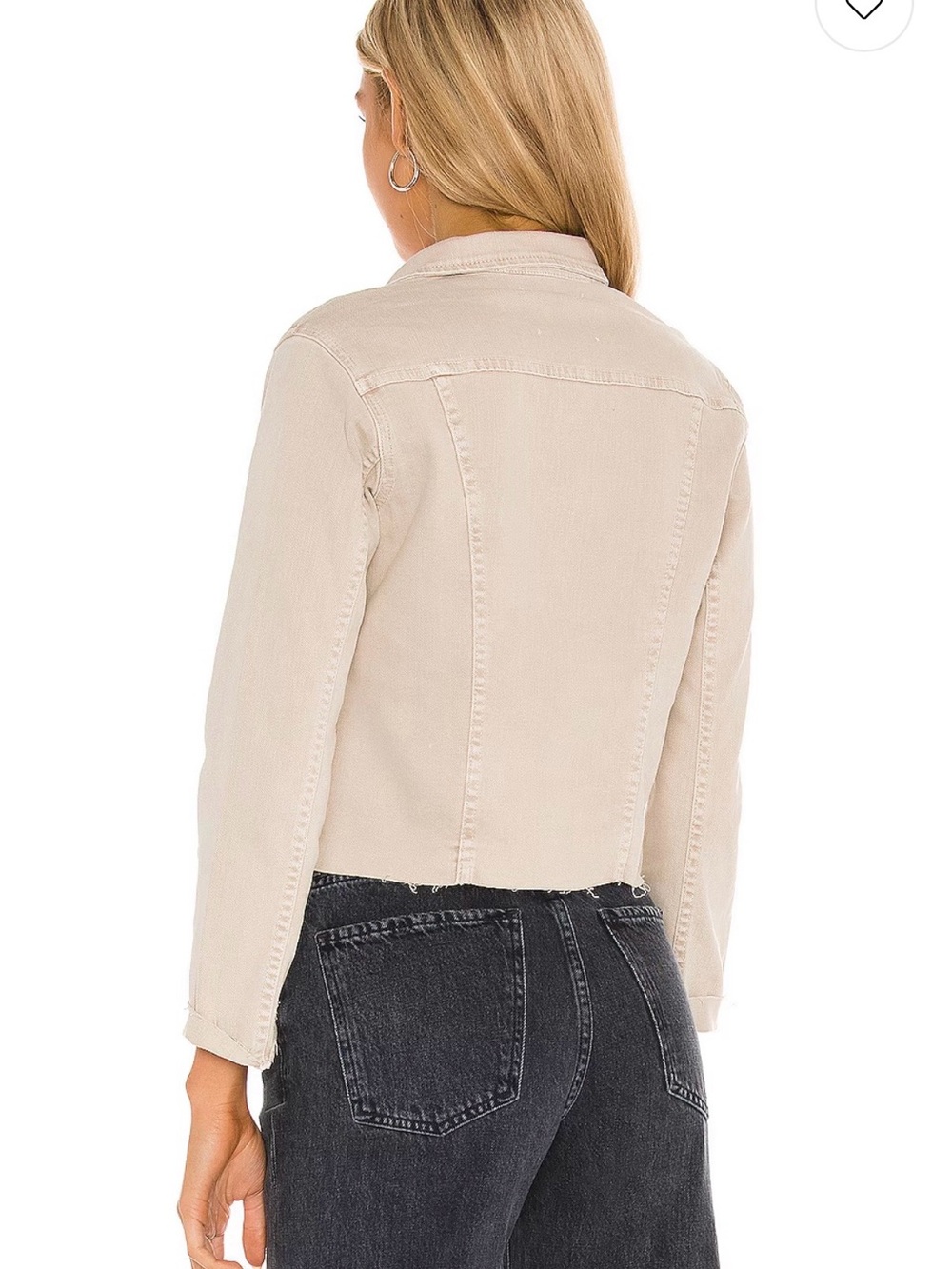L'AGENCE Beige Cropped Denim Jacket - Picture 3 of 10